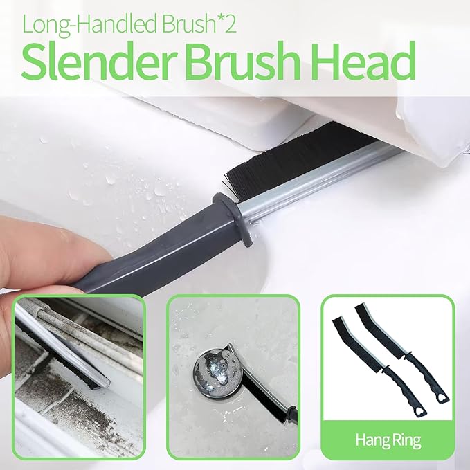 13Pcs Crevice Cleaning Brush Set, Window Groove Cleaning Brush Kit Hard Bristle for Sliding Door, Sill, Tile Lines, Shutter, Corner, Grout, Sink