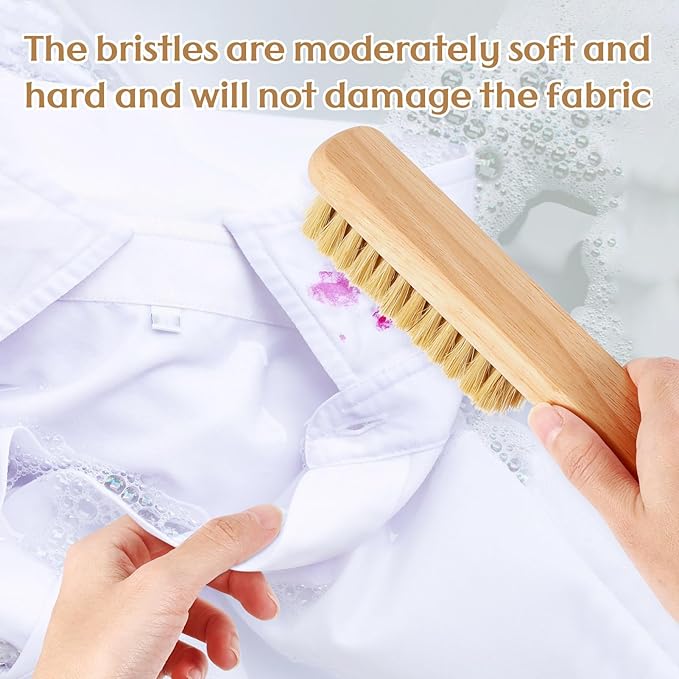 3 Pcs Wood Laundry Stain Brush Stain Remover Brushes with Boar Bristle Small Stain Brush for Clothes for Scrubbing Stains from Furniture Fabric Leather(3 Pcs F)