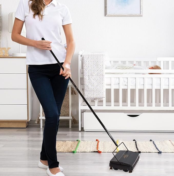 Fuller Brush 17031 Electrostatic Carpet & Floor Sweeper - 9" Cleaning Path - Lightweight - Ideal for Crumby Messes - Works On Carpets & Hard Floor Surfaces - Gold