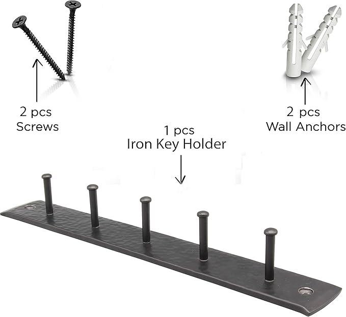 Rustic Wall Hooks for Hanging Accessories, Towel, Leash, Jewelry Hanger - Farmhouse-Style Homes - Vintage Iron Keys and Towels Rack - 10 x 1.2 x 1.2 Inch