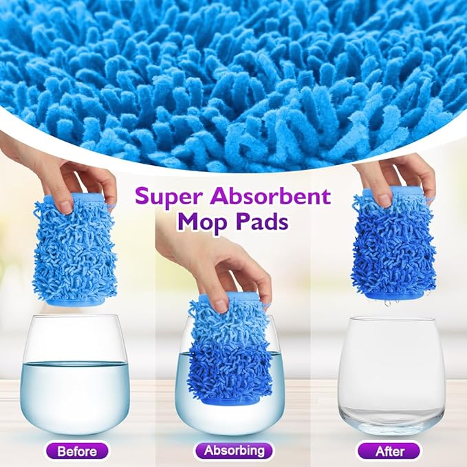 Reusable Mop Pads for Swiffer PowerMop, 8 Pack Microfiber Mop Pad Refill with Scrubber Strips for 13''-15'' SprayMop, Washable Mop Pads Use for Most Floor Types, Designed for Pets - Multicolor