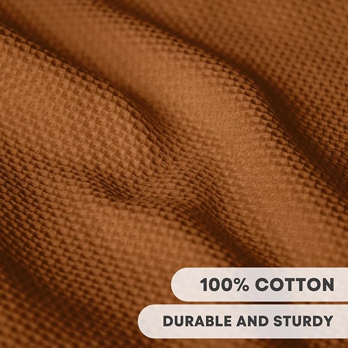 Artoid Mode 100% Cotton Caramel Waffle Weave Kitchen Dish Cloths, 12x12 Inch Ultra Soft Absorbent Quick Drying Kitchen Dish Towels Set of 6