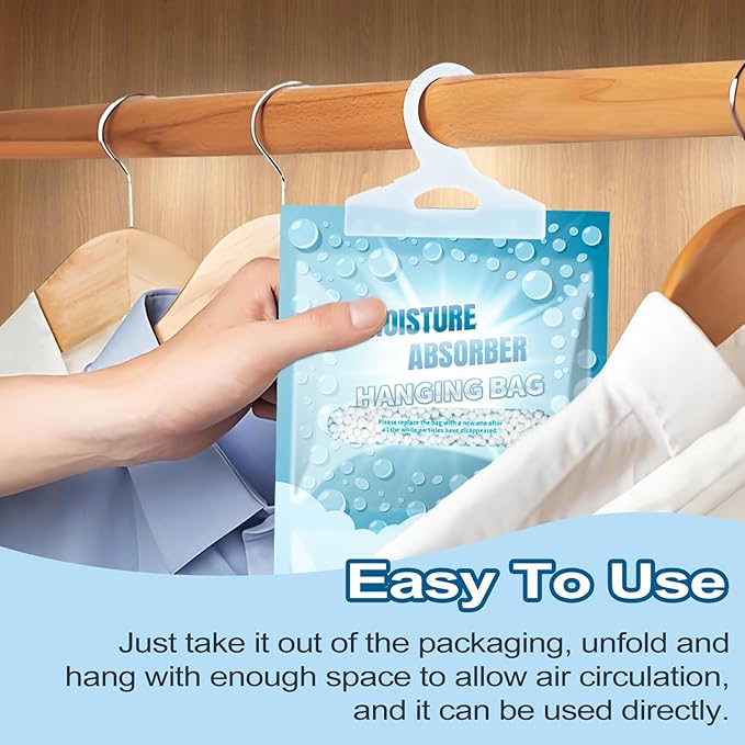 20 Pack Hanging Moisture Absorbers - Fagrance Free Dehumidifier Bags, 8.11 OZ/Pack, Removes Moisture & Odors, Humidity Absorber Packs for Closet Bedroom Kitchen