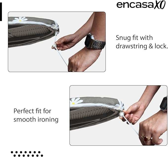 Encasa XO Ironing Board Cover and Pad 49"x18" - Thick 3mm Felt Padding, Drawstring Tightening & Lock, Easy Fit, Scorch & Stain Resistant, Fits Wide Ironing Board - Zig Zag