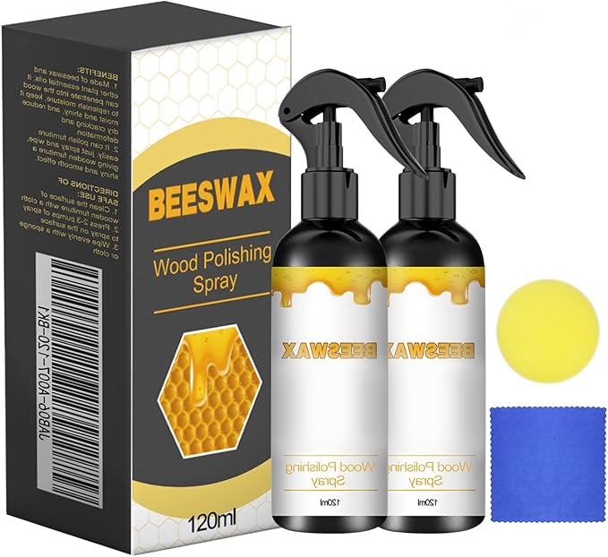2Pcs Natural Beeswax Care Spray & Restorer, 2025 New Bees Wax Furniture Polish and Cleaner, Beeswax Furniture Polish for Wood, For Living Room, Kitchen, Leather and Furnitures Polishs - 120 ML