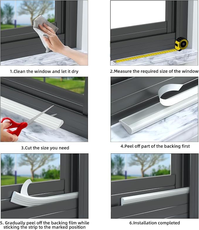 9.8 Ft Weather Stripping Seal Strip for Doors/Windows,Soundproofing Window Insulation Draft Stopper for Winter, Selfadhesive Foam Weather Strip for Door Frame,Door Gap Filler Noise Blocker(White)