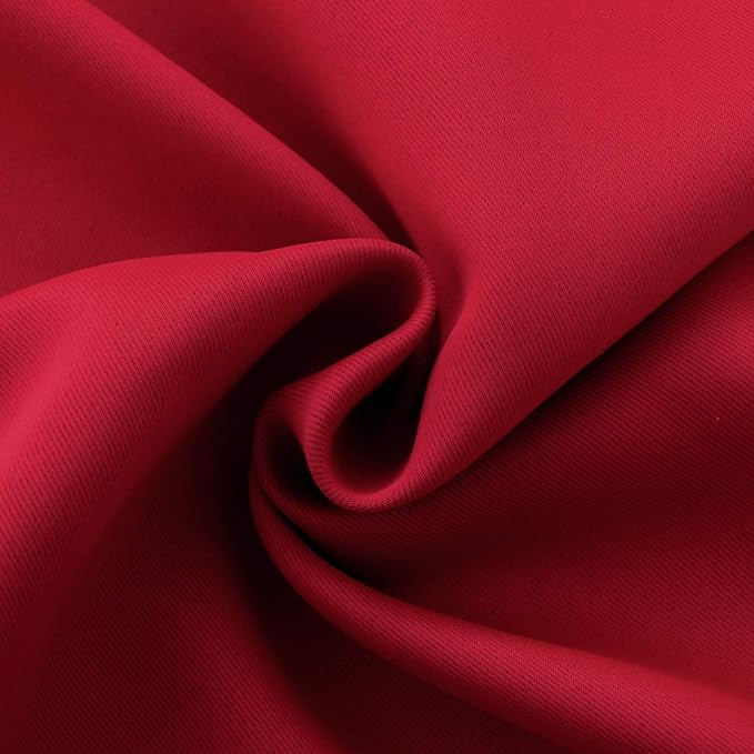BGment Red Blackout Curtains 48 Inches Length for Bedroom - Short Thermal Insulated Drapes with Rod Pocket Room Darkening for Kitchen Cafe Bathroom, 2 Panels, 42 x 48 Inch