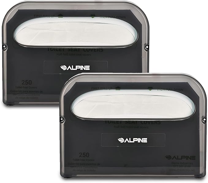 Alpine Toilet Seat Cover Dispenser - 2 Pack Wall Mount Disposable Toilet Seat Cover Holder for Commercial and Residential Use, Half Fold.