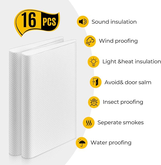 Zonon 64 Pieces Door Corner Seal Weatherstripping Exterior Door Frame Seal Draft Stopper Adhesive Corner Pads for Weather Stripping and Draft Protection (White)