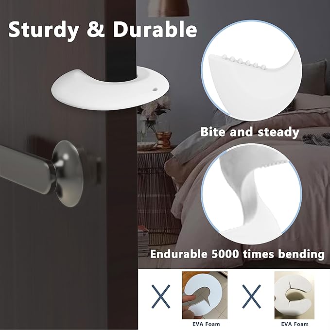 Door Pinch Guard and Door Slam Stopper, Durable Silicone Door Finger Pinch Guard, Prevents Finger Pinch Injuries, Slamming Doors, Door Safety for Kids, 2 Packs White Basic.