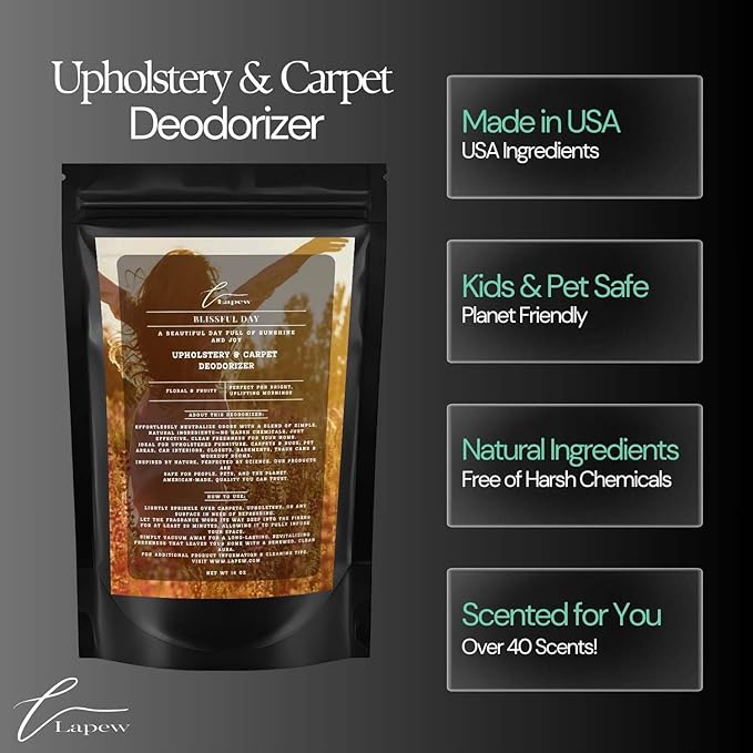 Blissful Day Carpet Freshener Powder: Powerful Odor Eliminator for Home, Upholstery Deodorizer, Carpet Deodorizer, Pet Urine, Cat Litter Box - Blissful Day Fragrance.