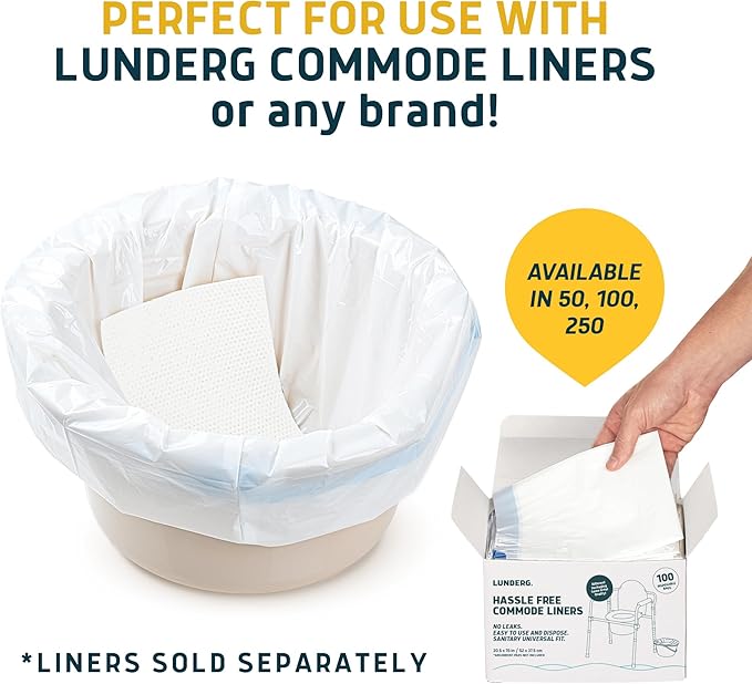 Lunderg Lemon Scented Super Absorbent Commode Pads - Medical Grade Value Pack 250 Count - for Disposable Bedside Commode Liners, Adult Chairs, Portable Buckets & Camping Toilet Bags - Light Scent