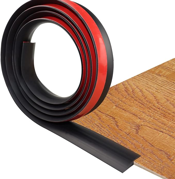 Floor Transition Strip Self Adhesive Carpet & Flooring Transitions Edging Trim Strip PVC Threshold Transitions Suitable for Threshold Height Less Than 5mm (20Ft, Black)