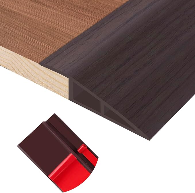 Floor Transition Strip Self Adhesive Vinyl Door Threshold for Doorways Carpet Edging Trim Overlap Edge Reducer for Laminate Floor, Carpet, Tile (Dark Walnut Grain, 2/5" to 3/5", 6.6Ft)