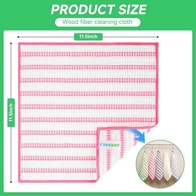 Wood Fiber Cleaning Cloth-15pcs, Super Absorbent Cleaning Cloth, No Oil Stains, Household No Stripe Cleaning Cloth for Car Kitchen Household, Multifunctional Cleaning Towel, Size:11.5x11.5in