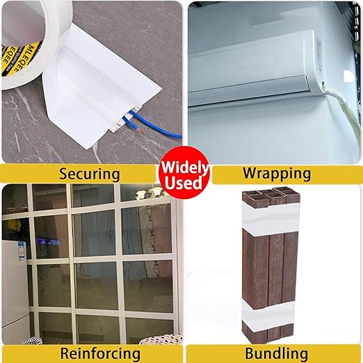2Pack Duct Tape Heavy Duty Single Sided, Strong Adhesive High Strength, Waterproof Mesh Tape for Indoor Outdoor Repairing Sealing Bonding, Easy Use Hand Tearable, 3.15 Inch x 33 Feet, White
