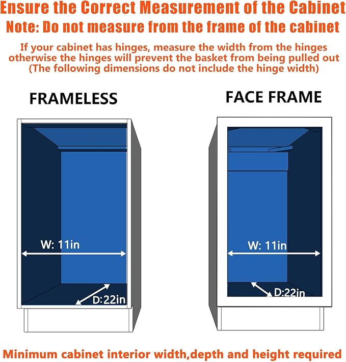 Pull Out Cabinet Organizer 10½" W x 21½" D, Heavy Duty Cabinet Pull Out Shelves, Slide Out Drawers Organization for Kitchen Cabinets Bathroom