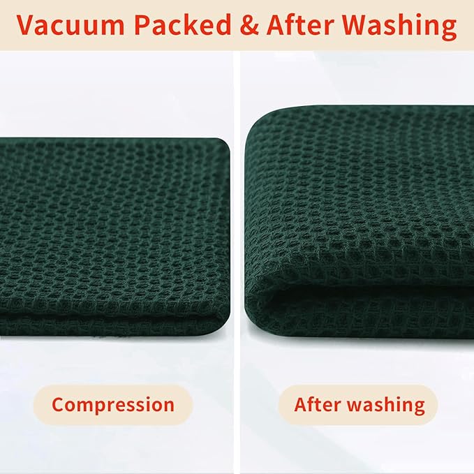 Homaxy 100% Cotton Waffle Weave Kitchen Dish Cloths, Ultra Soft Absorbent Quick Drying Dish Towels, 12 x 12 Inches, 6-Pack, Blackish Green