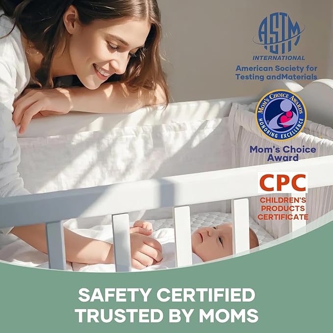 OhGeni 100% Waterproof Mattress Protector, Mini Crib Size Mattress Pad, Fits 3"-5" Mattresses with Deep Pocket, Cooling, Breathable Fitted Sheets, Soft Bed Cover, Noiseless, Machine Washable