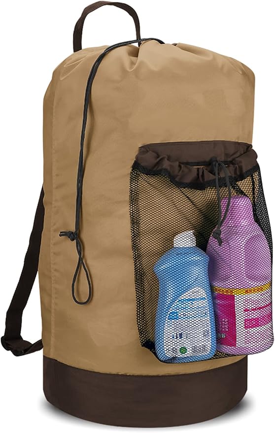 Dalykate Backpack Laundry Bag, Laundry Backpack with Shoulder Straps and Mesh Pocket Durable Nylon Clothes Hamper Bag with Drawstring Closure for College, Travel, Laundromat, Apartment