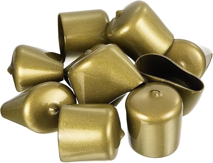 uxcell 20pcs Rubber End Caps 1 1/4"(32mm) ID Vinyl Round Tube Bolt Cap Cover Thread Protectors Gold
