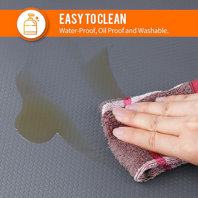 Shelf Liners for Kitchen Cabinet Waterproof Drawer Liner Non Adhesive EVA Material Cupboard Mat Refrigerator Mats Fridge Liner for Desks Gray Liner 23.6 x 393.7 Inches