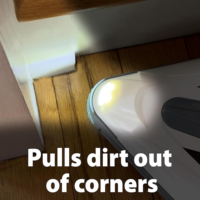 Zippi Sweeper Pro - 2025 New and Improved Lightweight Sweeper, Perfect for Short Carpet Hardwood and Tile, Triangular Design Allows for Sweeping in Corners, LED Light, 1 Hr Cleaning Time