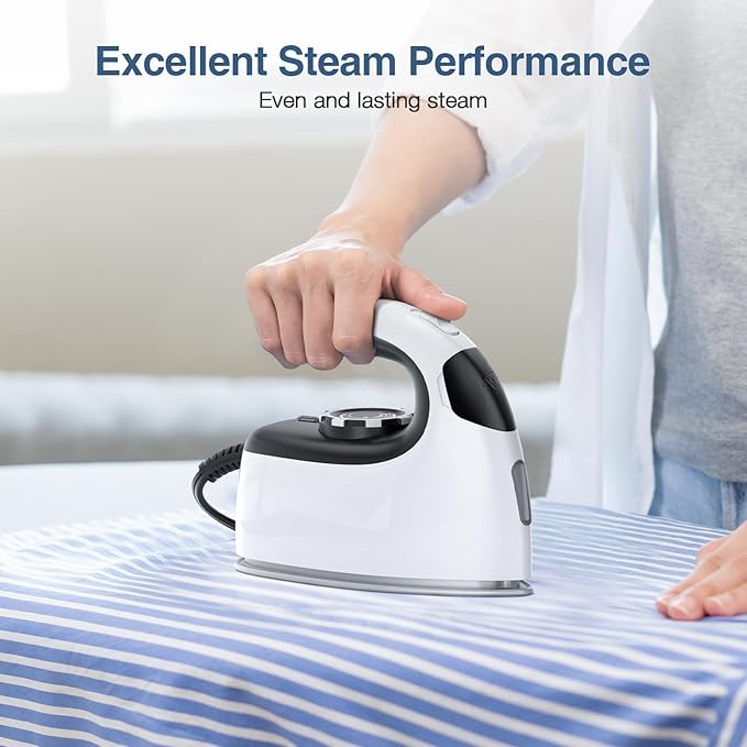 Sundu Mini Travel Iron with Steam,1000W Portable Non-Stick Soleplate Steam Small Iron for Quilting & Sewing,300 Microsteam Holes,90ml Water Tank,Lockable Safety Base,Digital Temperature Control