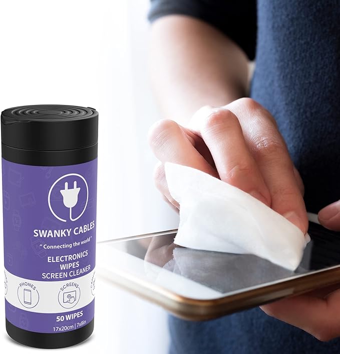 Screen Cleaner Wipes: Electronic Wipes for Screens - Computer Screen Wipes for Lens, Phone, Tv Screen and Monitor Cleaning - Tech Wipes & Microfiber Cloth (Canister, 50 Count)