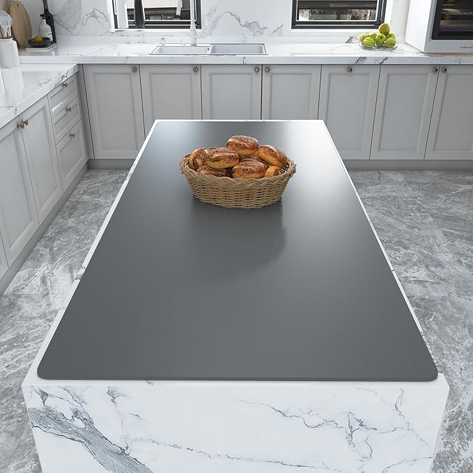 Warome Silicone Mat, 47"x 23" Silicone Mats for Kitchen Counter, Nonslip Heat Resistant Mat, Extra Large Kitchen Counter Mat, Countertop Protector for Craft, No Creases-Gray