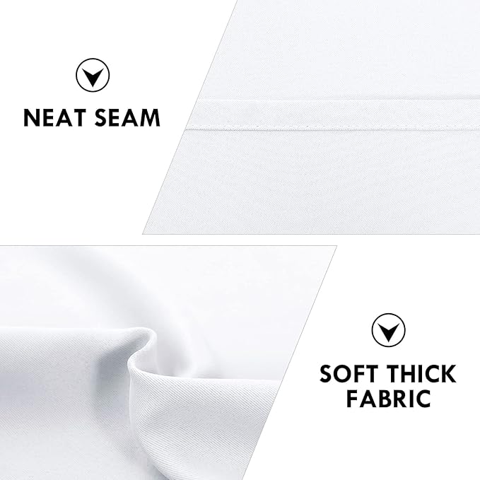 DWCN White Room Darkening Curtains for Kitchen/Bedroom, 60 x 36 inches Long - Energy Saving Window Drapes for Nursery with Rod Pocket, Set of 2 Panels