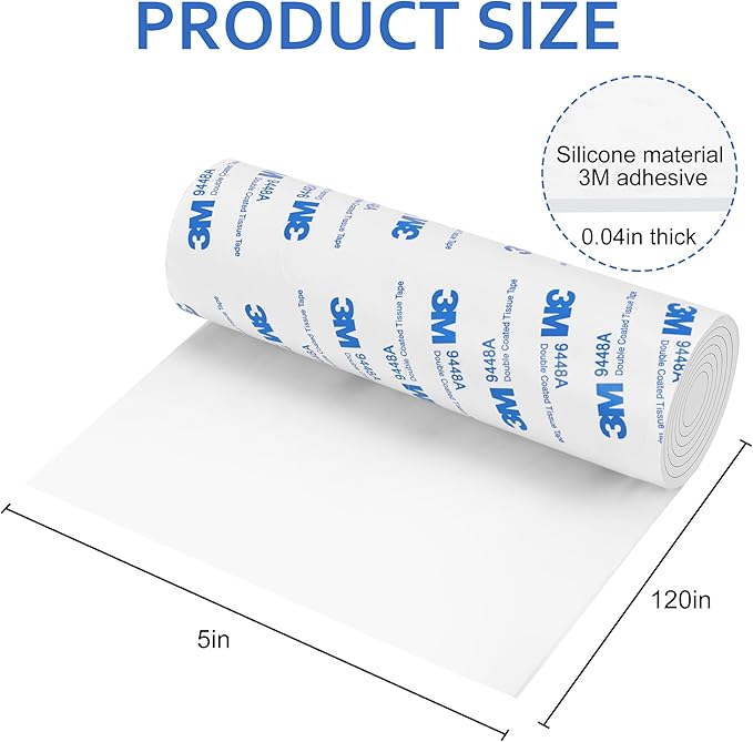 Silicone Furniture Pads, 5" x 120" Non Slip Furniture Pads Anti Skid Pads Non Slip Self Adhesive Cuttable Silicone Tape Strip Roll for Protecting Hardwood Floors Chair Wall Protector - White