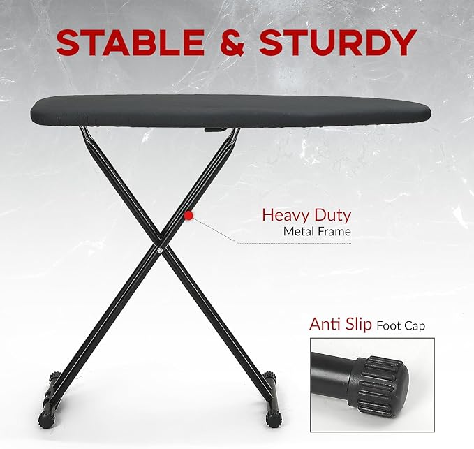 Ironing Board Full Size 53x13, RAINHOL Heavy Duty Iron Board with Thick Padded Cover, Height Adjustable Ironing Boards with Smart Hanger, Heat-Resistant Silicone Pad Iron Rest