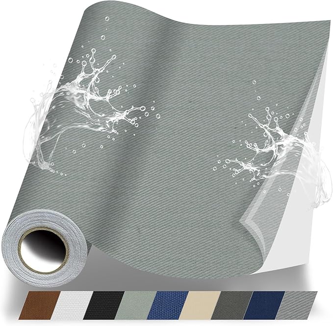 Fabric Repair Patches, 17X158 Inch Canvas Self-Adhesive Fabric Patches Tape Durable, DIY Large Canvas Repair for Sofa, Couches, Furniture, Chair, Clothing （17X158 Inch, Medium Grey）
