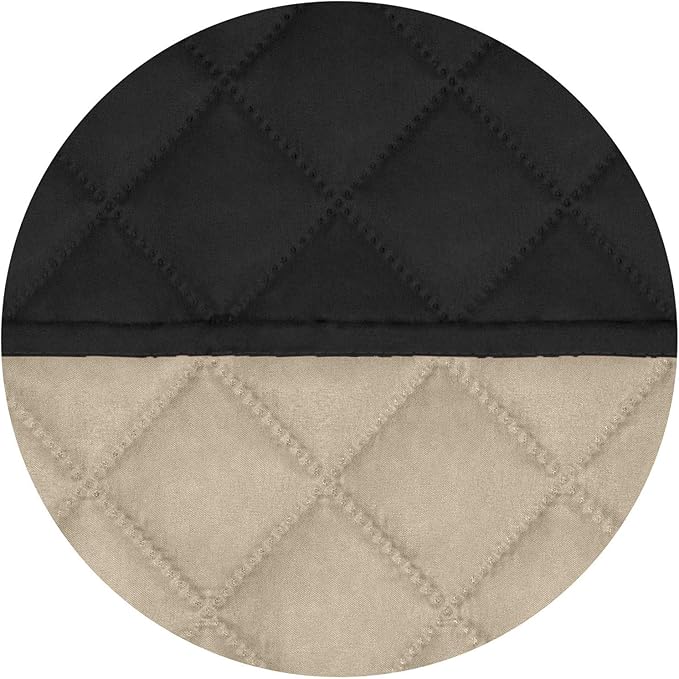 PureFit Reversible Quilted Sofa Cover, Water Resistant Slipcover Furniture Protector, Washable Couch Cover with Non Slip and Elastic Straps for Kids, Dogs, Pets (XX Large, Black/Beige)
