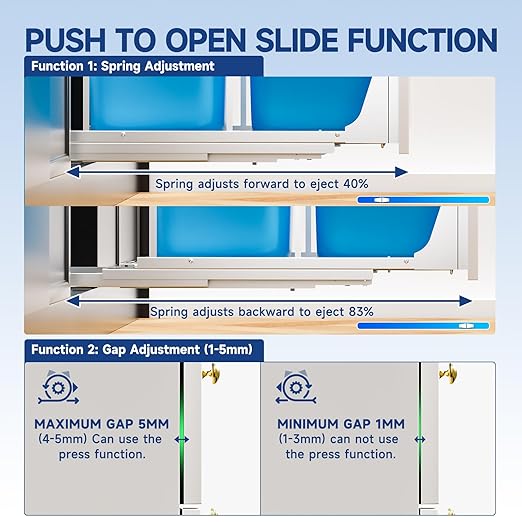 Insputer Double Pull Out Trash Can Under Cabinet with Push to Open Slides, Heavy Duty Under Sink Garbage Can Kit for Kitchen, Not Include Bin, Require 18" W X 24" D Cabinet, has Installation Video