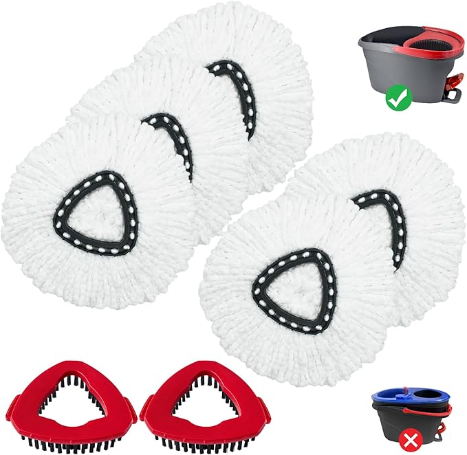 Mop Heads Replacement for Ocedar, Mop Replace Head for Ocedar EasyWring 1 Tank, Microfiber Spin Mop Refills, Include 5 Spin Mop Replacement Head Deep Cleaning Machine Washable with 2 Scrubber Mop Head