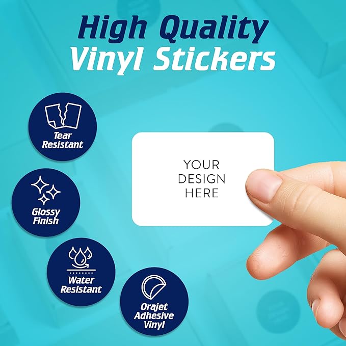 5-1000 Custom Vinyl Stickers - Upload Your own Image, Text, Design, Logo - Personalized Logo Labels for Handmade, Packaging, Bottle, Jars, Candle, Brand Stickers (White, 6x4)