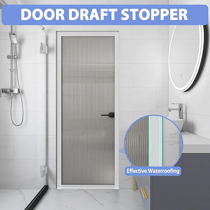 Weather Stripping Door Draft Stopper Flexible Self Adhesive Silicone Door Seal Strip for Glass Doors Windows and Shower Glass Gaps, 2 Inch Wide X 10 Feet Long, Clear
