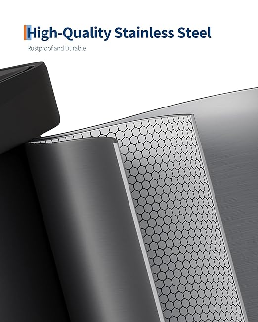 Garvee 13 Gallon / 50 L Stainless Steel Trash Can with Lid, Large Garbage Can for Kitchen, Rustproof Step-on Kitchen Metal Trash Bin with Liner Rim, Rear Handle, Soft Close Plastic Lid, Silver