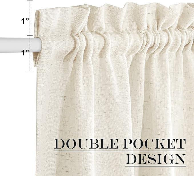 NICETOWN Thick Linen Textured Curtain Farmhouse French Door Shade Solid Room Darkening Door Shade Indoor Outdoor Sidelight Curtain for Window, W52 x L40, 1 Panel, Natural