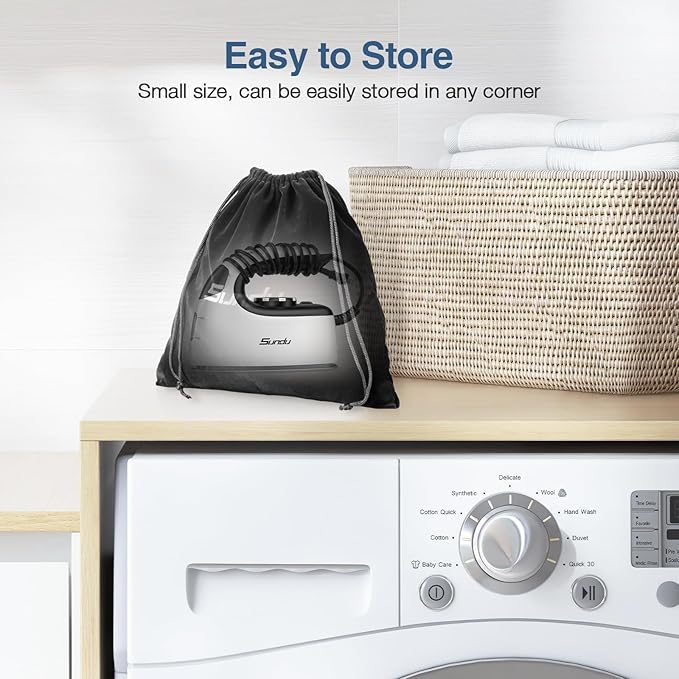Sundu Mini Travel Iron with Steam,1000W Portable Non-Stick Soleplate Steam Small Iron for Quilting & Sewing,300 Microsteam Holes,90ml Water Tank,Lockable Safety Base,Digital Temperature Control