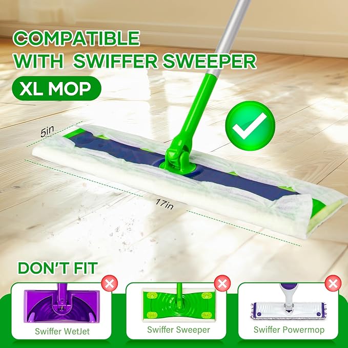 ‌60 Pack Dry Sweeping Cloths for Swiffer Sweeper XL Replacement - Dust-Absorbing Disposable Pads, Non-Washable & Unscented, Compatible with Swiffer XL (Static-Lift, Lint-Free)