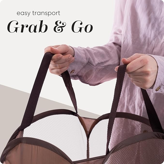 Handy Laundry Collapsible Mesh Pop Up Hamper with Wide Opening and Side Pocket - Breathable, Sturdy, Foldable, and Space-Saving Design for Clothes and Storage (Monkey)