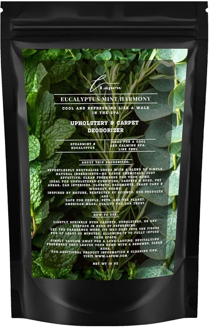 Eucalyptus Mint Harmony Carpet Freshener Powder: Powerful Odor Eliminator for Home, Upholstery Deodorizer, Carpet Deodorizer, Pet Urine, Cat Litter Box - Eucalyptus Spearmint Fragrance