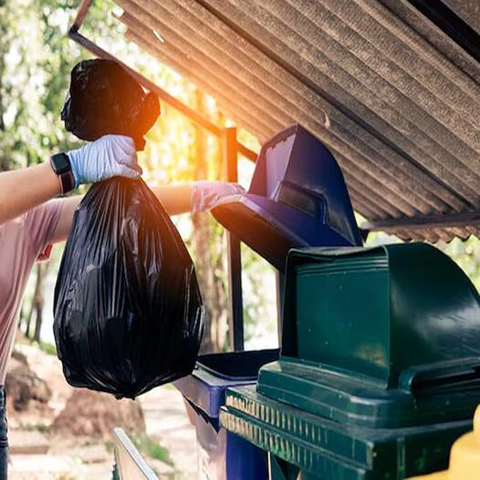 4-6 Gallon Trash Bags, 150 Count Black Garbage bags, Multi-purpose Trash Can Bin Liners for Bathroom, Office, Industrial, Commercial, Janitorial, Municipal, Recycling