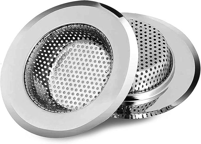 2pcs Heavy Duty Stainless Steel Slop Basket Filter Trap, 4.5" Top / 2.95" Mesh Metal Sink Strainer,Perfect for Kitchen Sink/Bathroom Bathtub Wash Basin Floor Drain Balcony Drain Hole,Utility