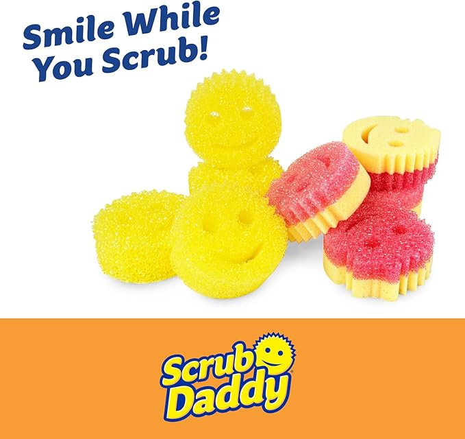 Scrub Daddy 4 Scrub Daddy Sponges & 4 Scrub Mommy Kitchen Sponges - Scratch-Free for Dishes & Multipurpose Cleaning - BPA Free & Made with Polymer Foam - Stain & Odor Resistant (8 Pack)