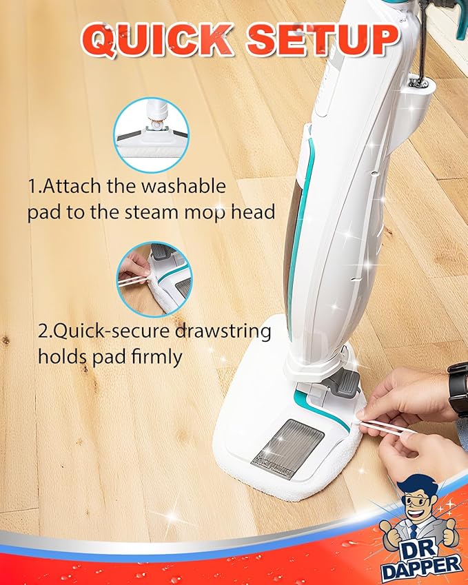 DR DAPPER 4 Pack SMP01 Steam Mop Pads Compatible with Kenmore SM2060 S200 Series, Steam-Mop Reusable Washable Floor Mop Pad for Hardwood Floor Steam Cleaner