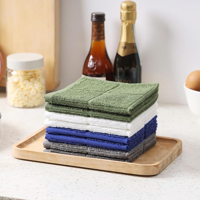 Glynniss Dishcloths Kitchen Highly Absorbent Dish Rags 100% Cotton Dish Cloths for Washing Dishes (red)